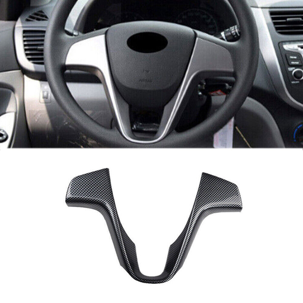 1x For Hyundai Accent 2012-2017 Carbon Fiber Steering Wheel Horn Ring Cover Trim