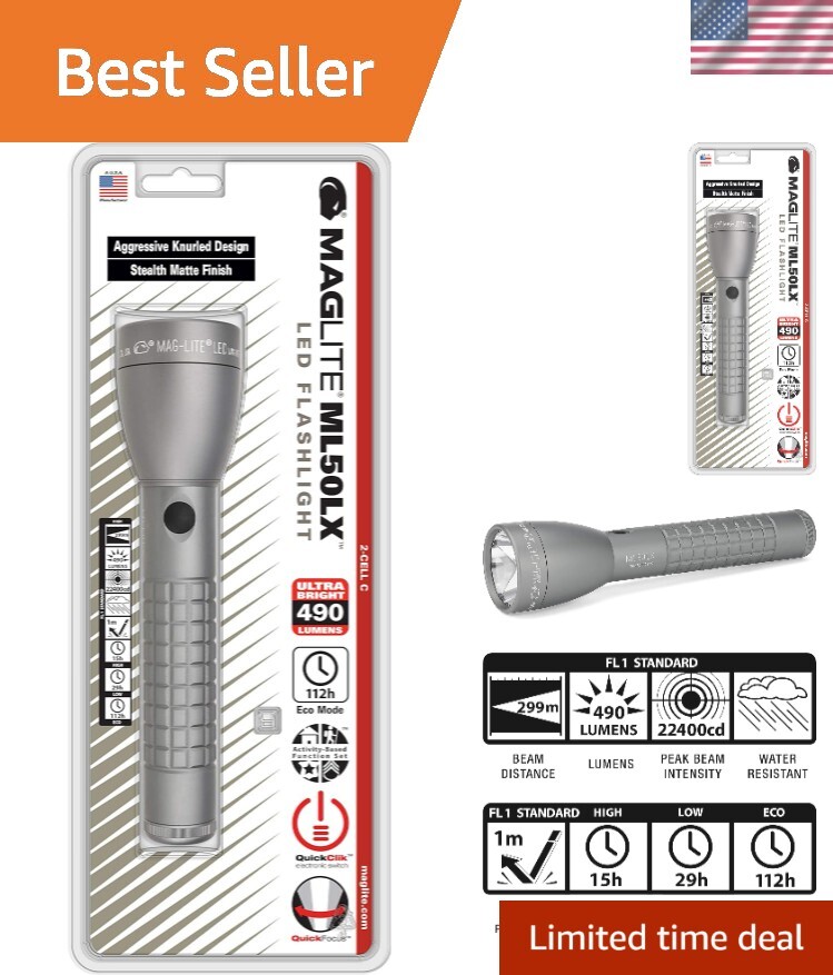 Compact LED 2-Cell Urban Gray Flashlight for Everyday Use