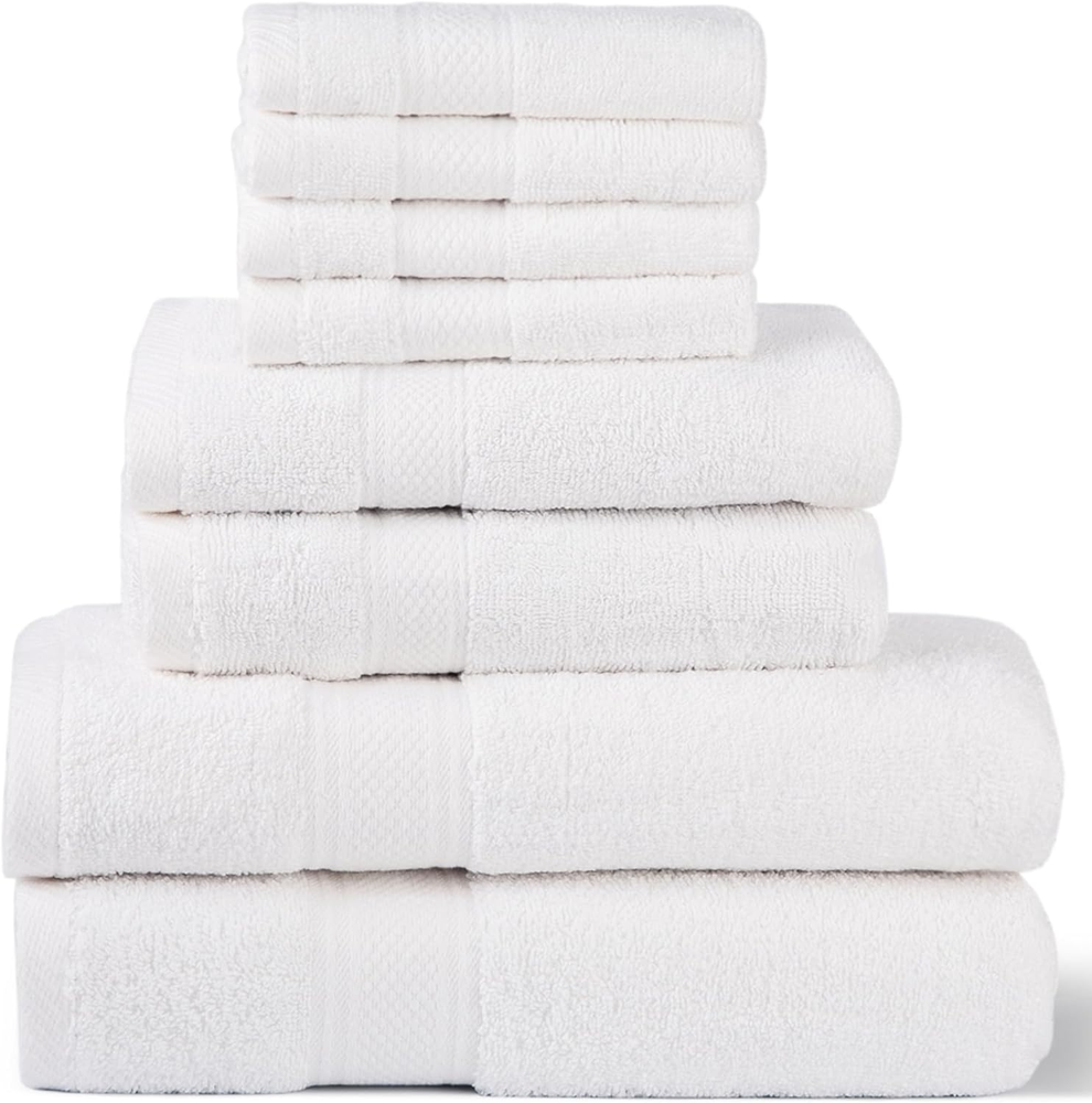 Homes Perception 8 Pack Ultra Soft Cotton Bath Towel Set for Spa and Everyday Use