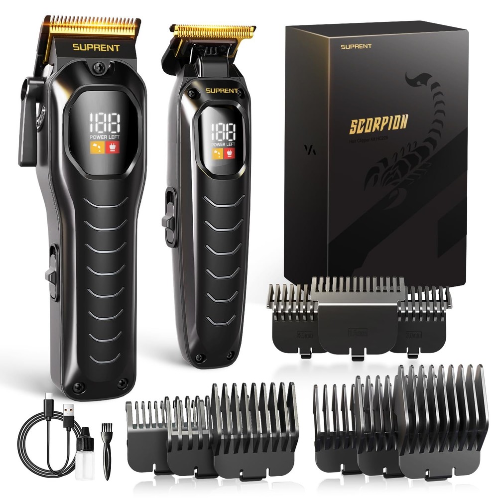 Professional Cordless Hair Clippers & Trimmer Set for Men - Wireless Rechargeable