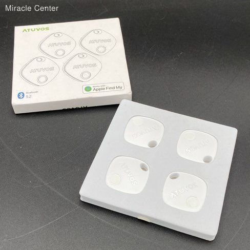 ATUVOS Air Tags 4 Pack Bluetooth Luggage Tracker Apple iOS Only Key Finder White