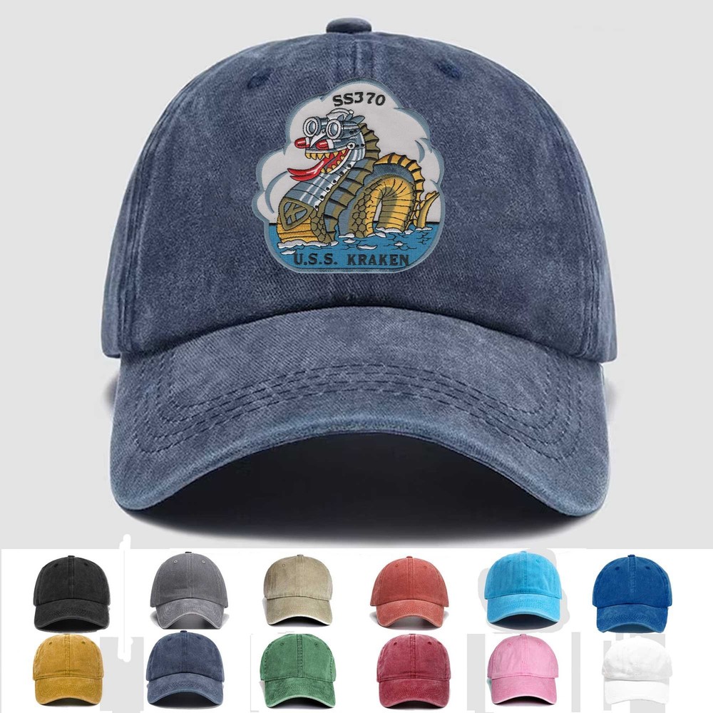 Custom Embroidered Hat SS-370 USS Kraken, Veteran Cap, Trucker Hat, Gift Idea