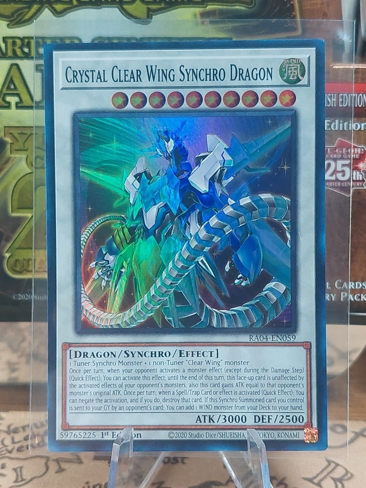 YuGiOh Crystal Clear Wing Synchro Dragon Super Rare RA04 Card