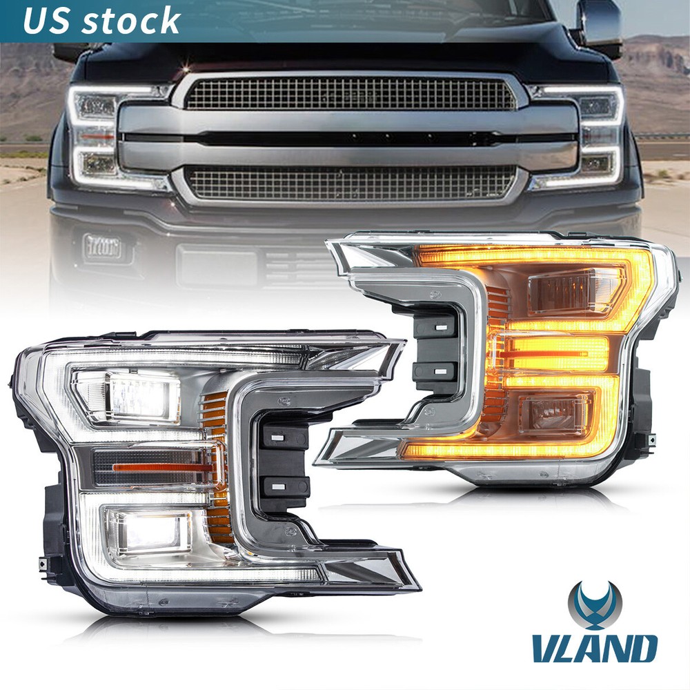 VLAND Full LED Headlights for Ford F150 XLT XL SSV king 2018 2019 2020 Pair