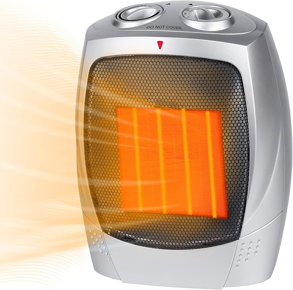 Portable Space Heater, Ceramic Electric Heaters 1500W/750W with Adjustable Therm