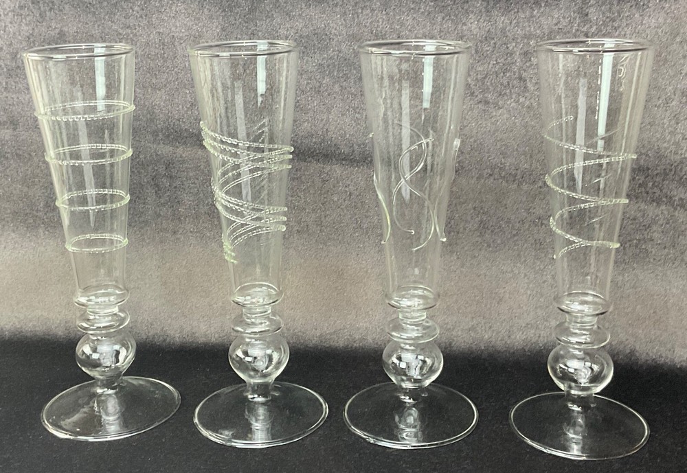 New Years Eve Champagne Glass Razzle Dazzle Abigail's  Set of Four EXCELLENT-image