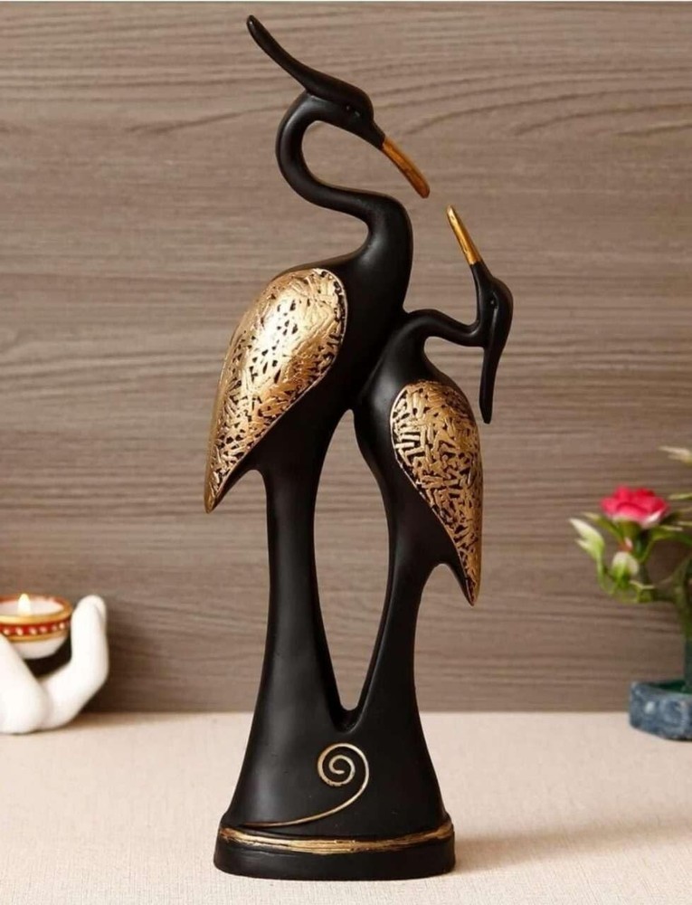 Pair of Lucky Kissing Swan Duck Couple Statue, Sculptures Showpieces  Love Birds