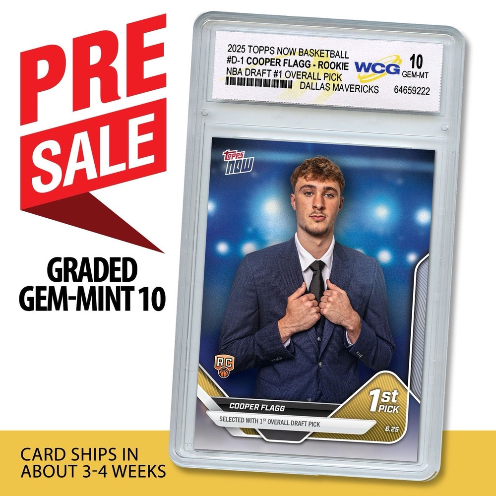 PRESALE 2025 Topps Cooper Flagg #1 NBA Draft Pick Rookie Card D1 GEM MT 10-image