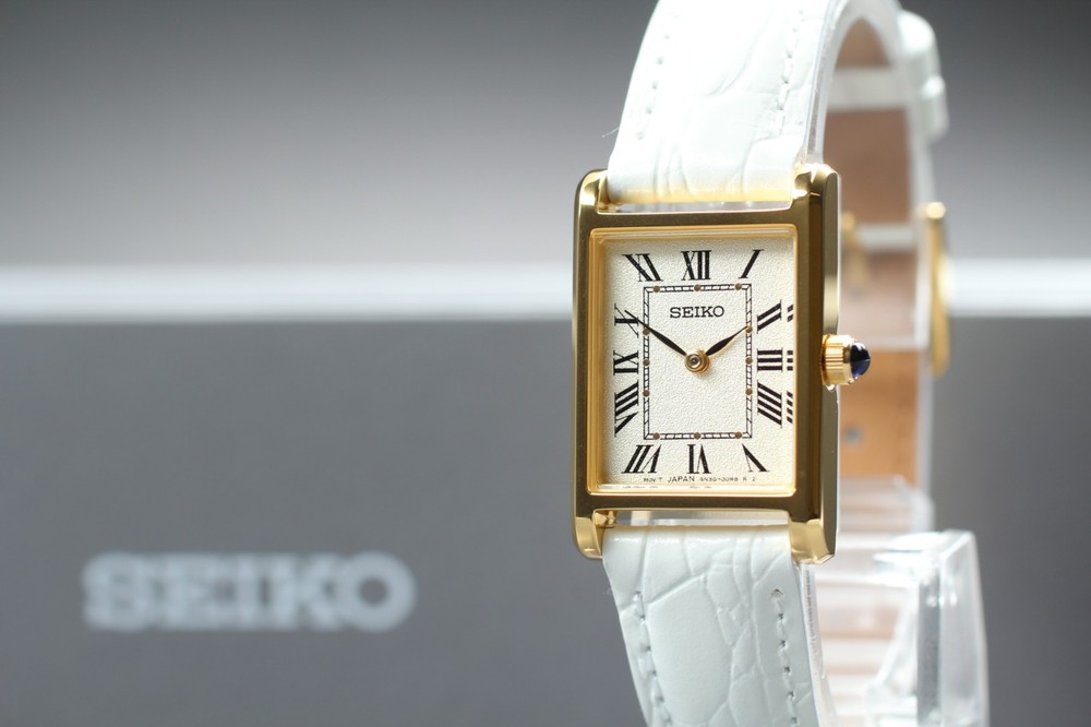 [MINT w/ Case] SEIKO 4N30-00H0 19mm Roman Gold Tank Quartz Women's Watch JAPAN