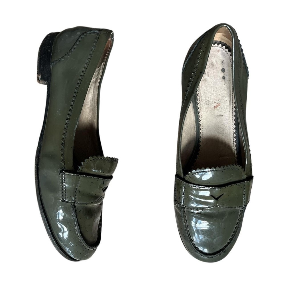vintage green prada loafers size 38 EU