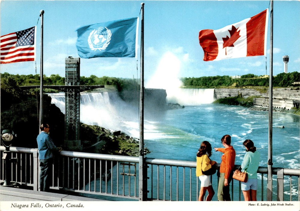 Niagara Falls Ontario Canada Rainbow Bridge Goat Island Vintage Postcard