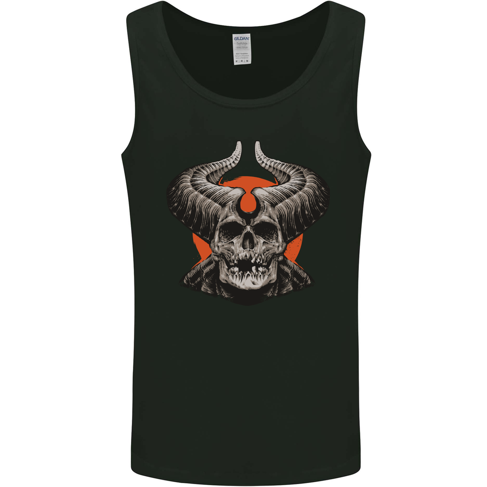 Devil Skull With Huge Horns Mens Vest Tank Top
