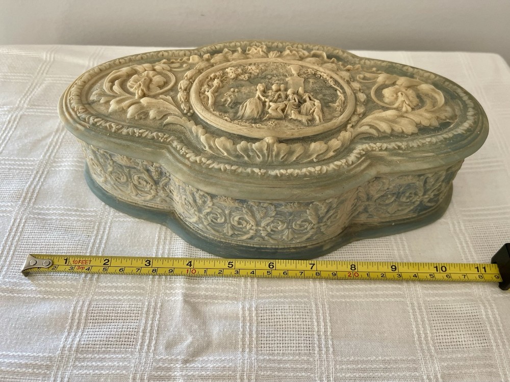 Vintage 1970's Genuine Incolay Stone Jewelry/Trinket Box Hand Crafted