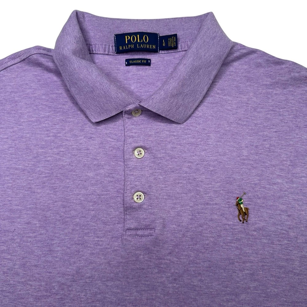 Polo Ralph Lauren Classic Fit Soft Cotton Purple Short Sleeve Polo Shirt Large
