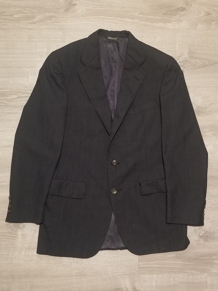 Vtg Mens Nordstrom Chaps Ralph Lauren Blazer Jacket 38S Black Wool Sport Coat