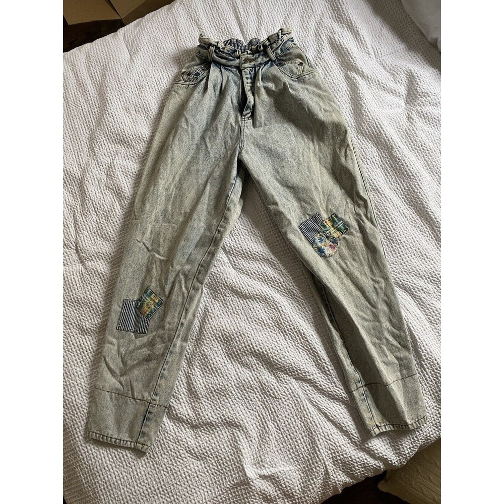 Get! VTG Streetwear 80s Paper bag Size 5/6 Patchwork Baggy
