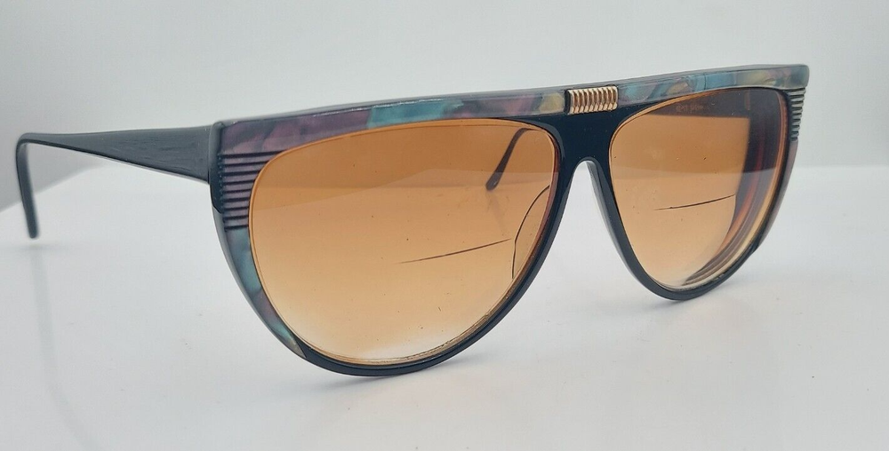 Vintage Oleg Cassini 956 Black Purple Oversized Oval Sunglass Frames