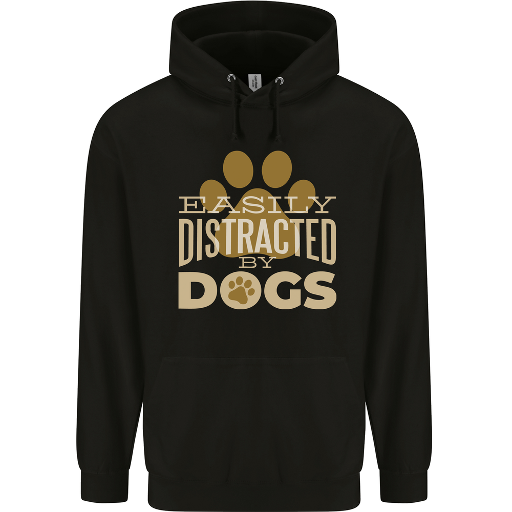Easily Distracted By Dogs Funny ADHD Mens 80% Cotton Hoodie