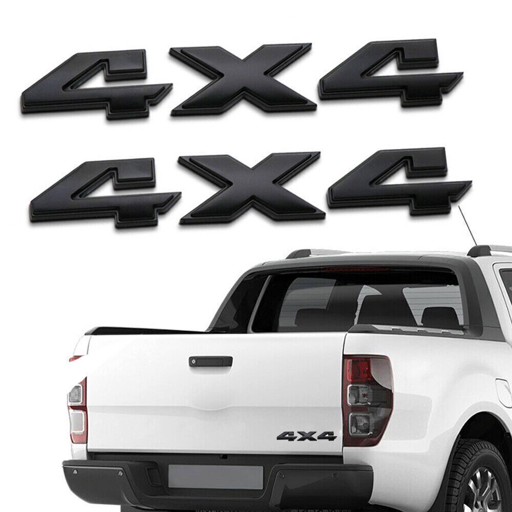 2X Matte Black 4x4 Emblem Badge Car Rear Trunk Tailgate Sticker Accessories Trim