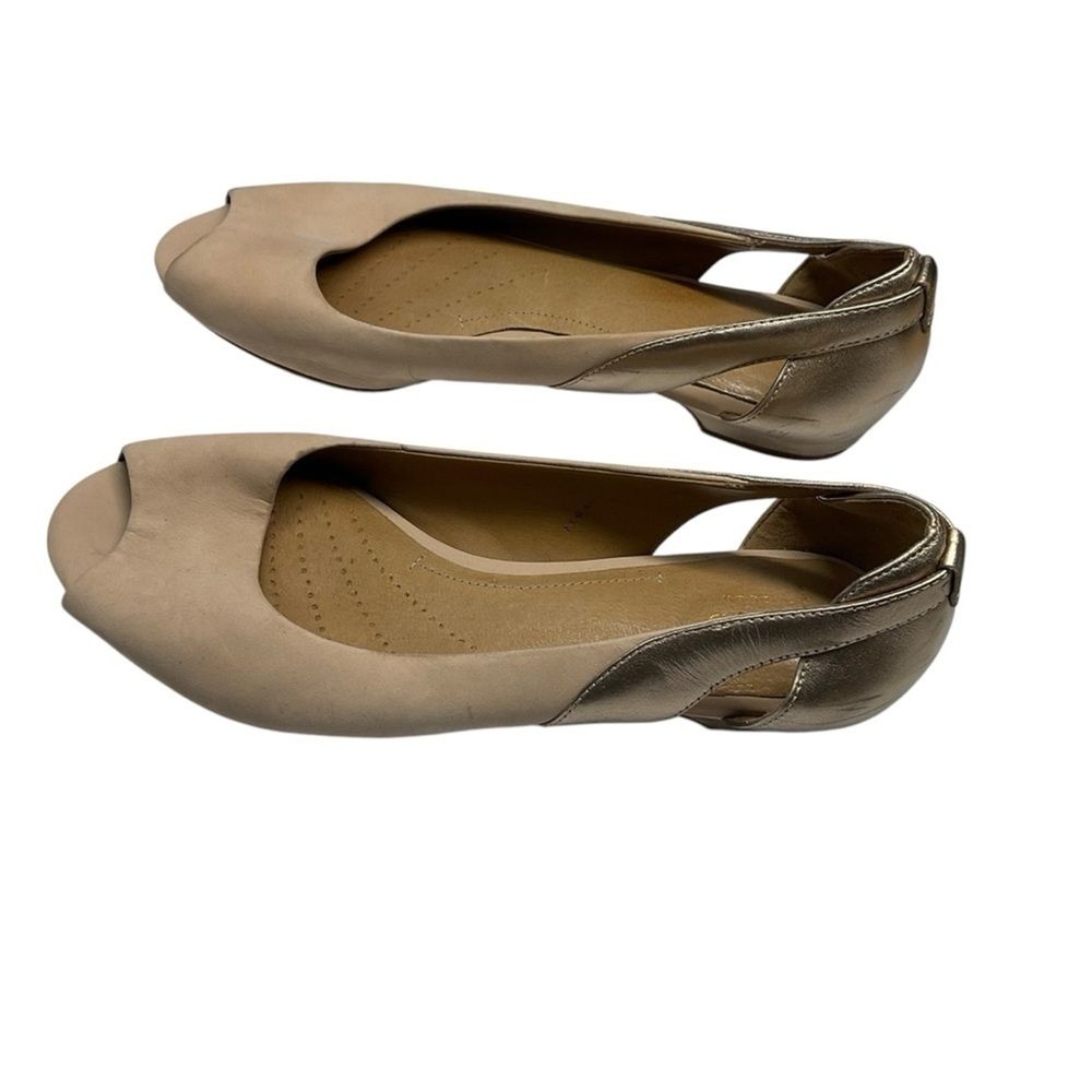 Clarks Artisan Blush Cream Gold Accent Peep Toe Sandals Size 8