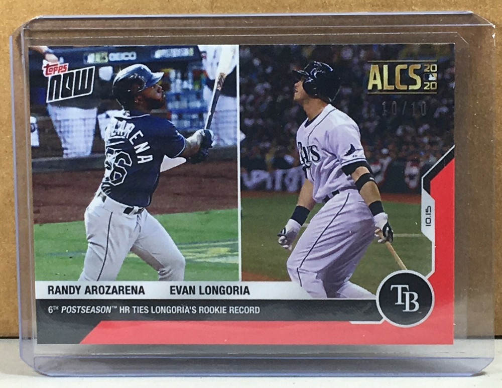 2020 TOPPS NOW #420 RANDY AROZARENA RC EVAN LONGORIA ALCS HR Red Parallel 10/10