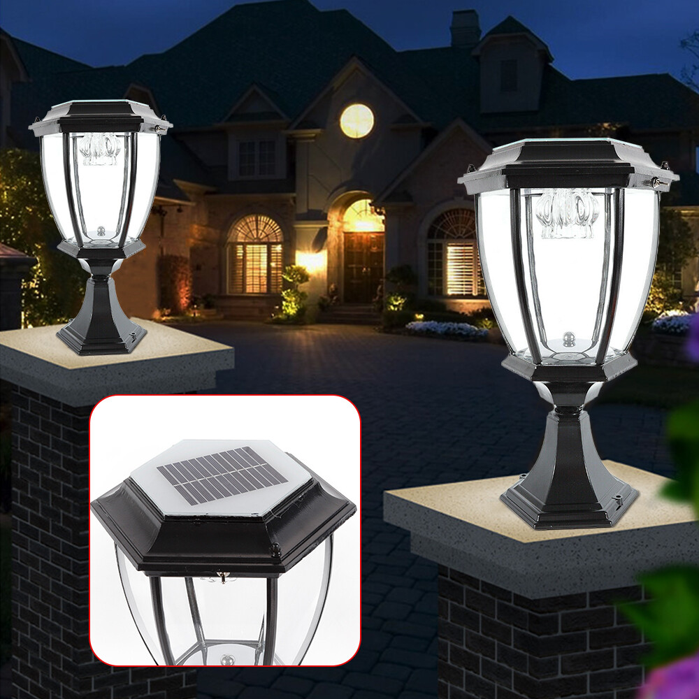 Waterproof LED Solar Power Lantern Landscape Pillar Post Lamp Outdoor Yard Light