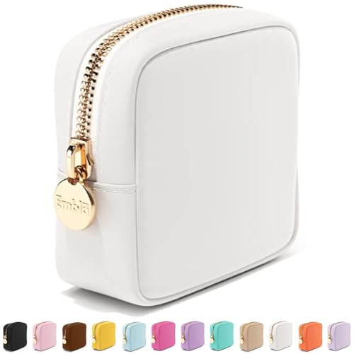 Makeup Bag Travel Cosmetics Pouch and Toiletry Bag, Nylon Zipper Mini White