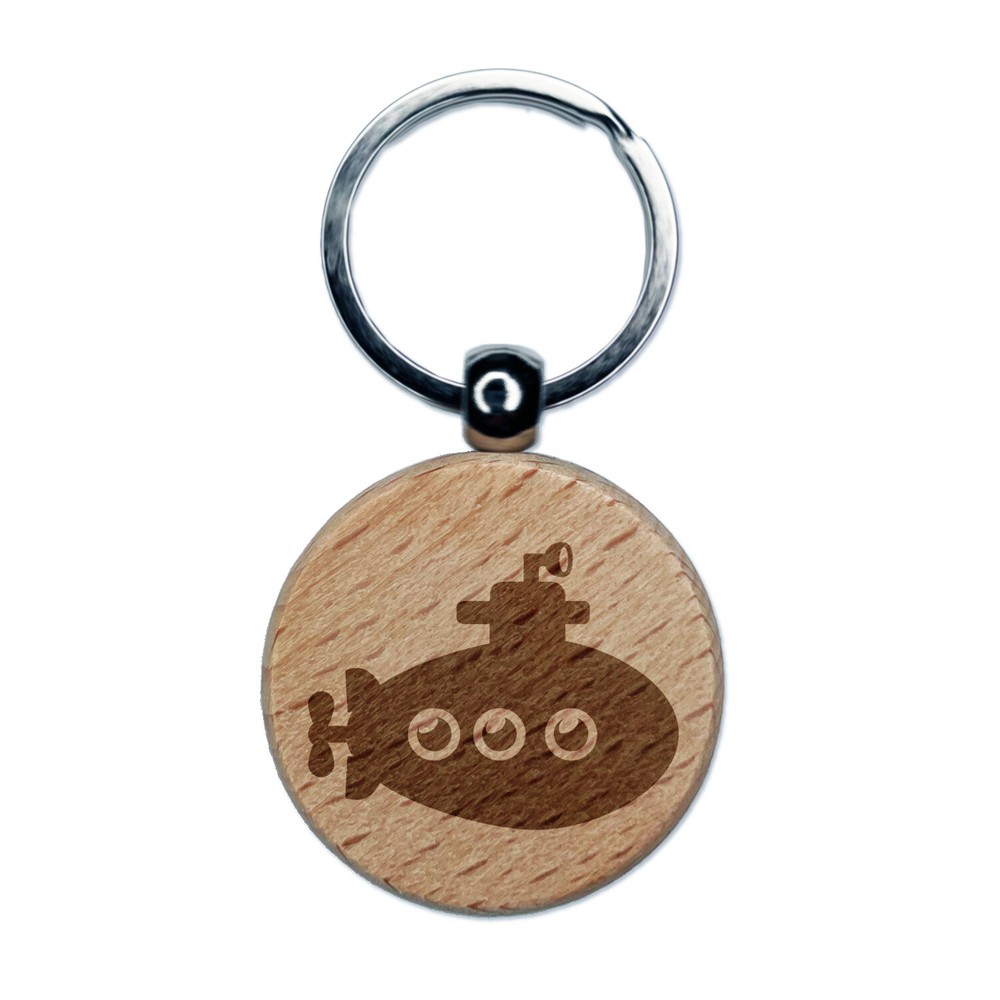 Cartoon Submarine Keychain with Engraved Periscope and Propeller