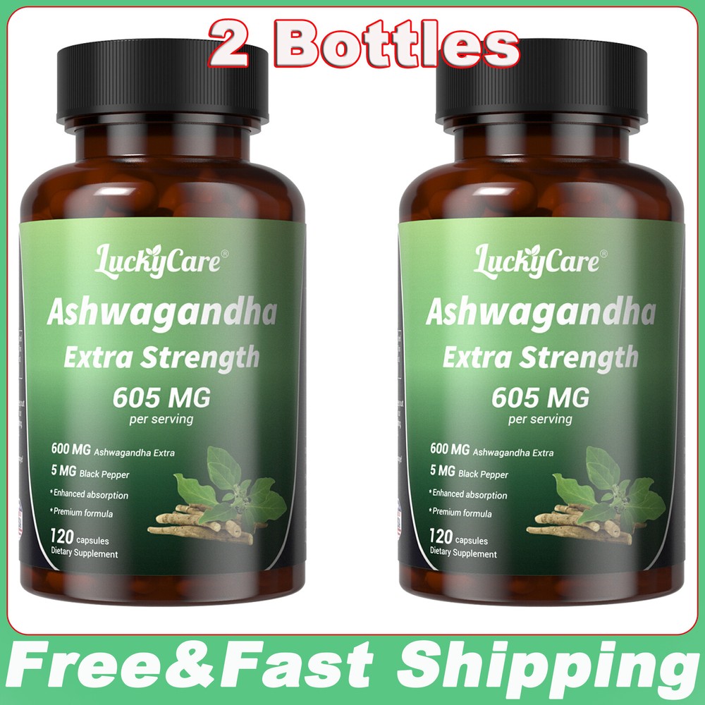 Organic Ashwagandha 240 Capsules 600mg Supplement w/ Black Pepper Root Powder