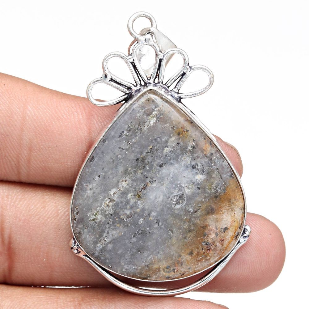 Rutile Quartz Silver Pendant Handmade Jewelry Gift for Women 2.25 Inch