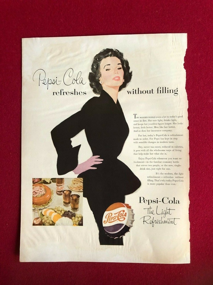 1953, PEPSI:COLA, Original Magazine Display Ad (Scarce / Vintage)