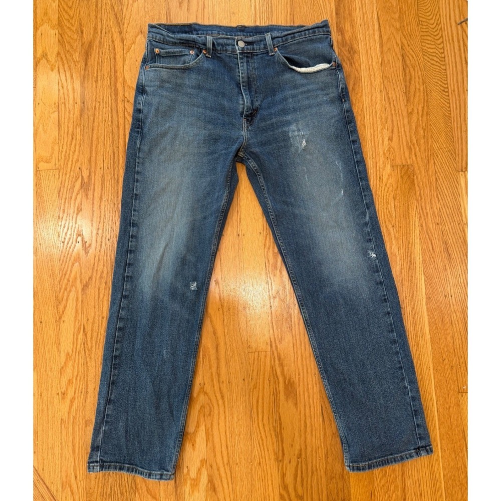 Levi's 505 Regular Fit Medium Wash Distressed Jeans Mens W36 L32