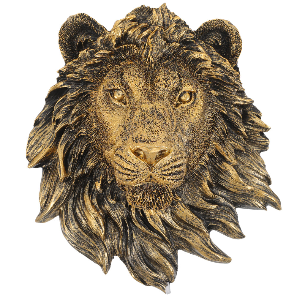 Animal Heads Wall Decor Lion Sculpture Imitation Copper Lion's Decorative