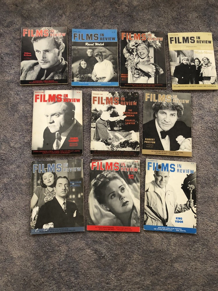 1982 Films In Review Magazine Full Year-10 Issues-James Cagney-Mickey Rooney++++