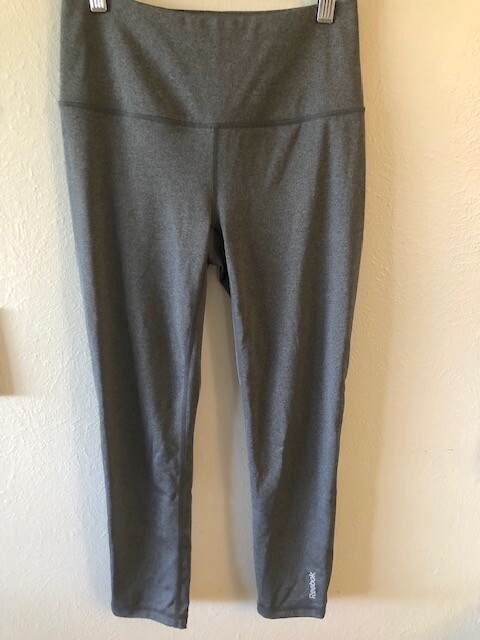 Reebok Leggings Women's Small Athletic Crop Gray Stretch Logo