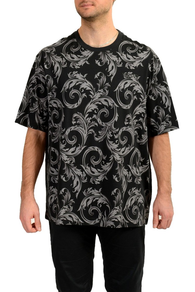 Versace Men's Black Barocco Logo Print Short Sleeve T-Shirt US 3XL IT 58