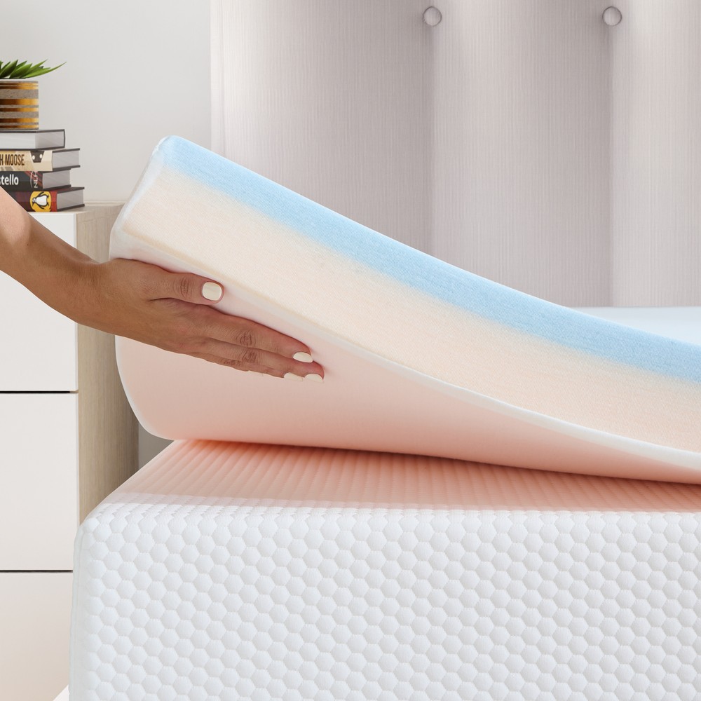 Twolike- 2/3Inch Memory Foam Mattress Topper, Twin Full Queen Size,Blue Color