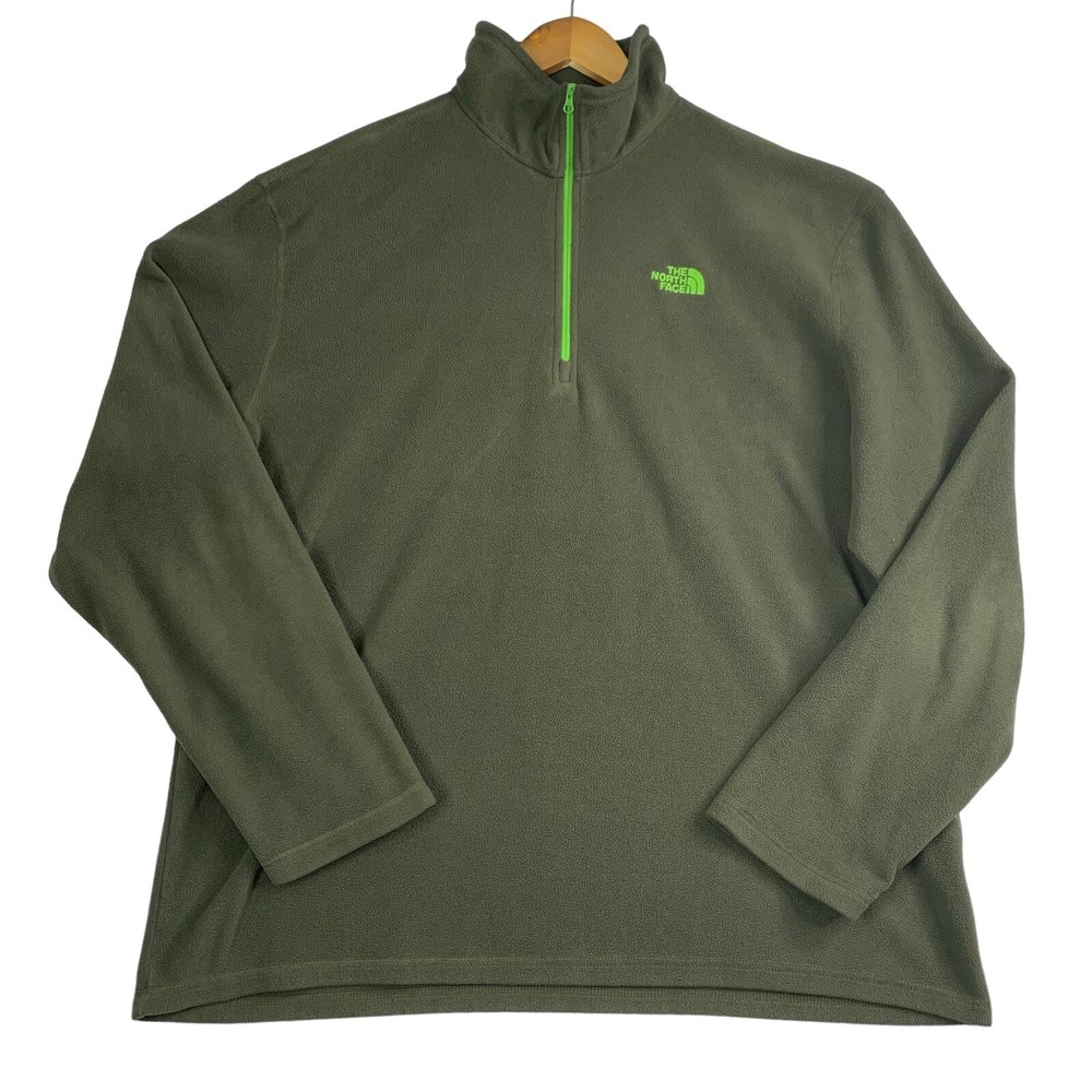 North Face Sweater Mens XL Olive Fleece Pull Over Jacket Polartec Layer 1/4 Zip
