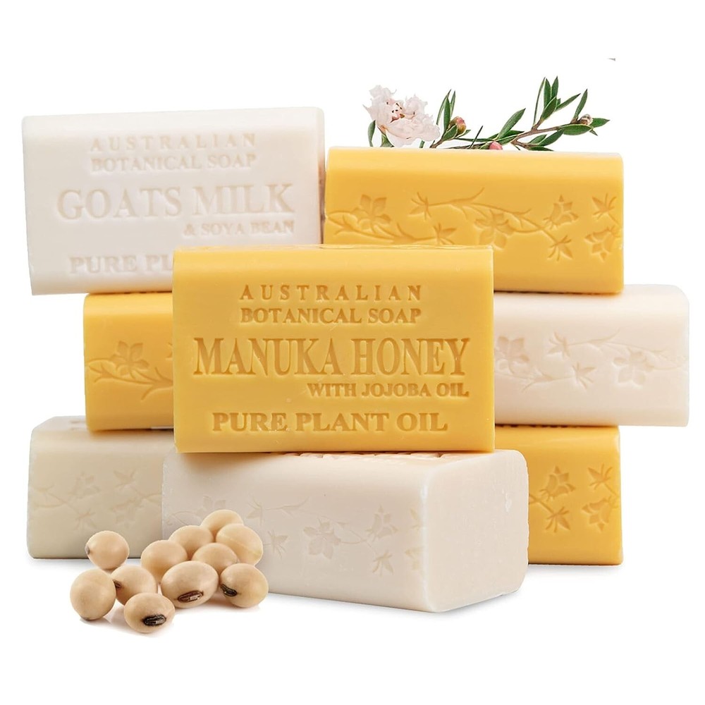 Gentle Exfoliating Goat's Milk & Honey Soap Bars - 8 Bars Enriched with Shea
