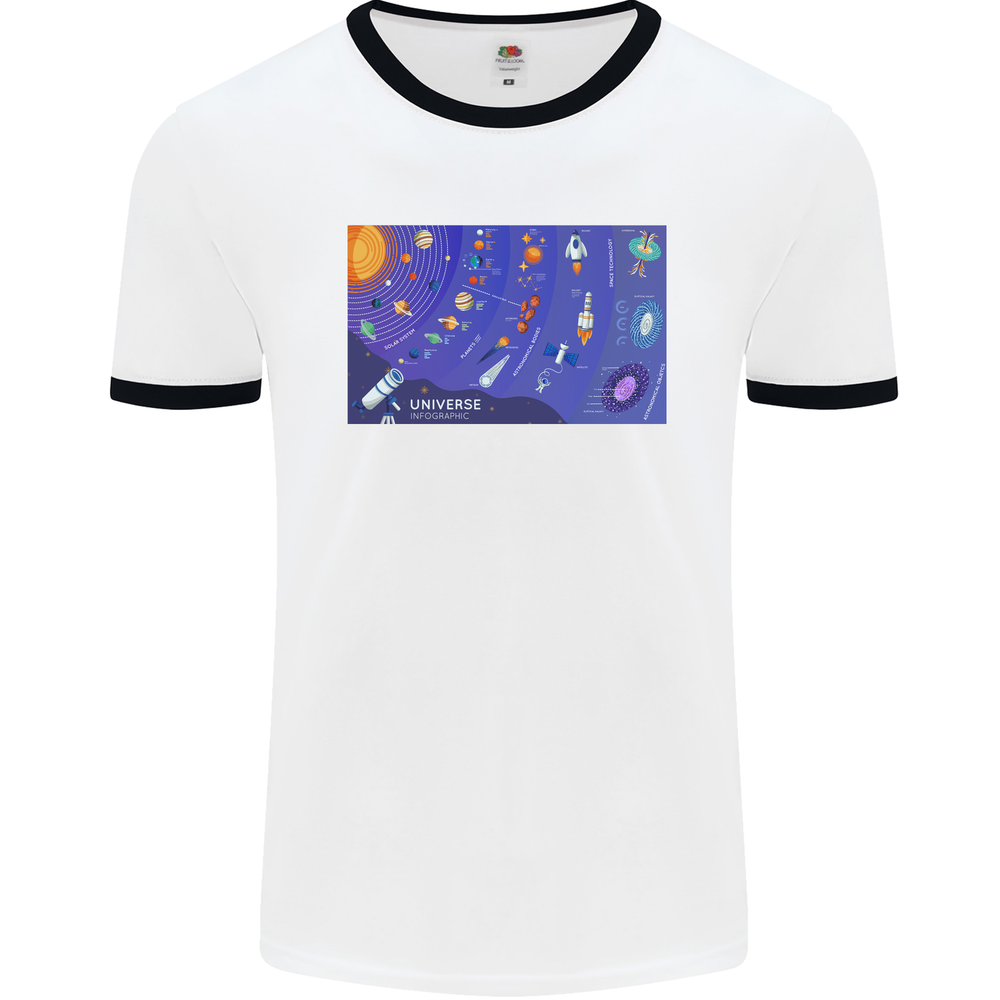 Galaxy Infographic Space Technology Planets Mens Ringer T-Shirt