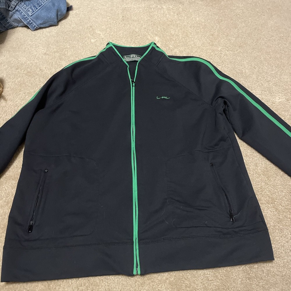 Lauren Ralph Lauren Active Jacket Women's L Black Green Full-Zip Athleisure