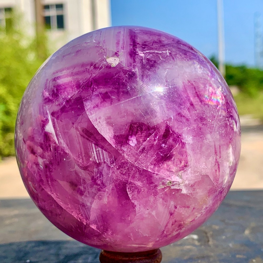 2.27LB Natural Fluorite ball Colorful Quartz Crystal Gemstone Healing
