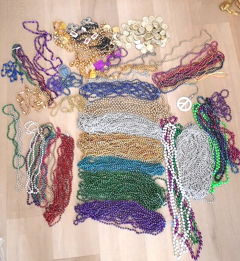 New Years party Beads coins Louisiana  Mixed colors style length Mardi Gras LOT-image