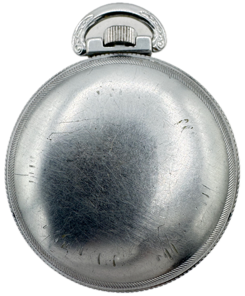 Antique 18 Size Defiance Open Face Chrome Pocket Watch Case USA Coin Edge