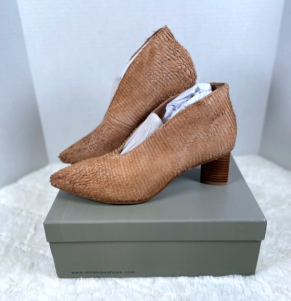 NWB Antelope Style Q21 Stone Leather Hilde Womens Heel Shoes Sz 41 US 10-10.5