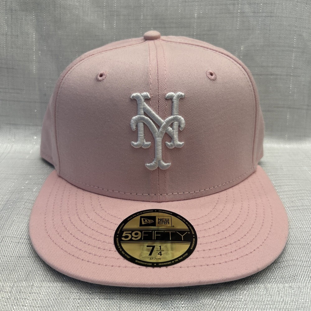 New York Mets ERA 59FIFTY Fitted Cap HAT 5950 BABY PINK WHITE OG Size 7 1/4
