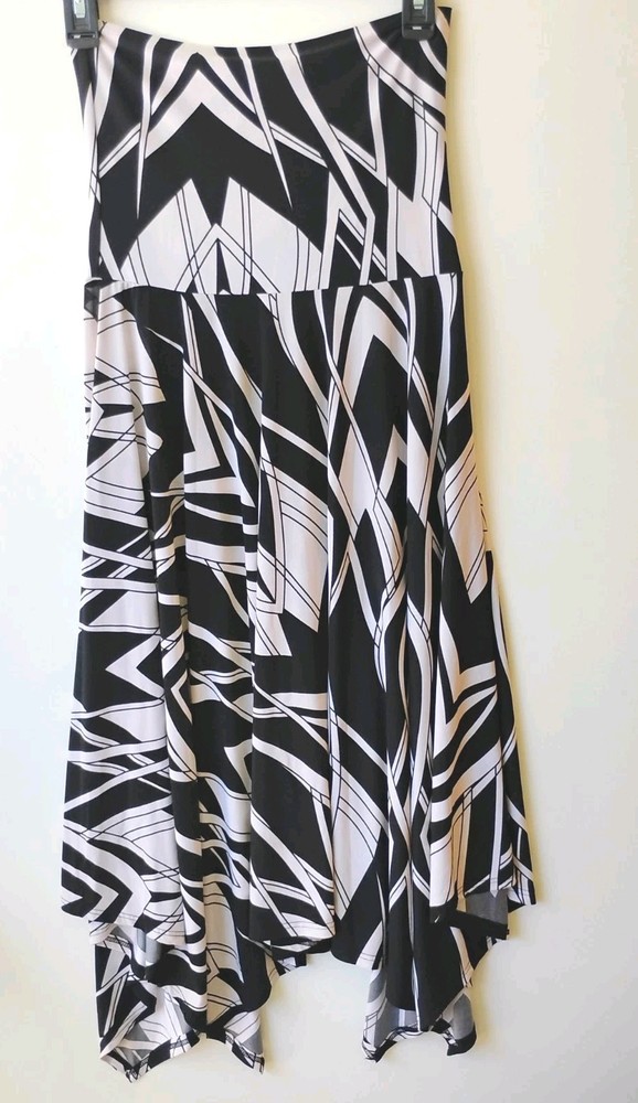 Women's Black and White Pull on Skirt M