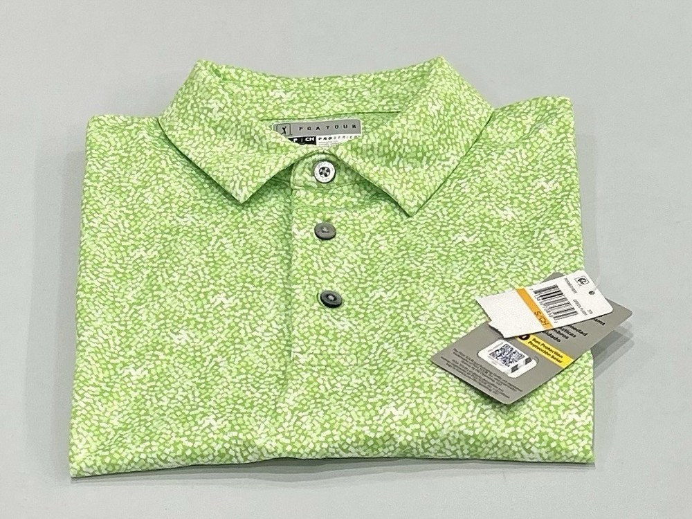 PGA Tour Men's Short-Sleeve Performance Polo Shirt, Green Flash, Size S