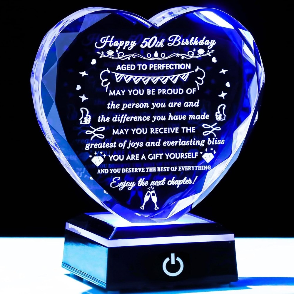 Heart-Shaped Crystal Gift for 50th Birthday Anniversary
