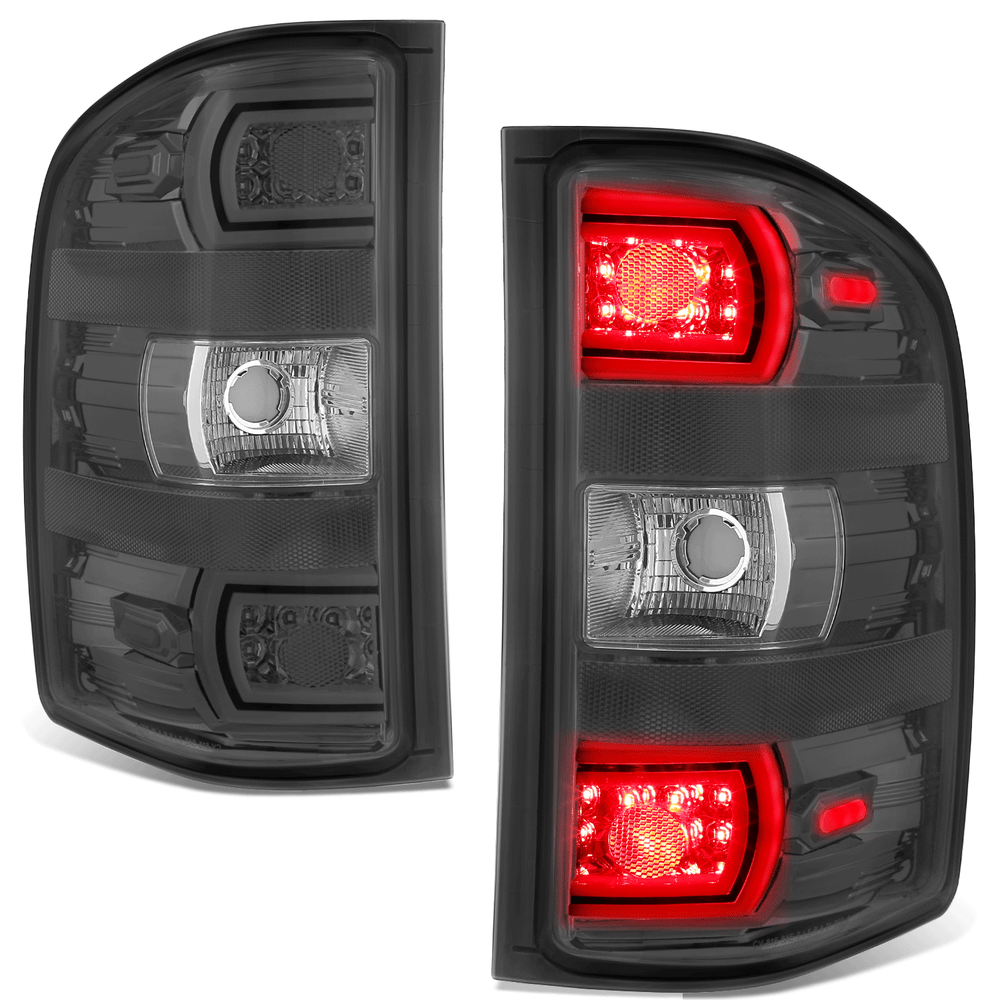 Black/Smoked Tail Lights Pair for 07-14 Sierra & Silverado 1500/2500/3500 HD